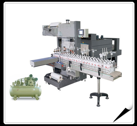 Shrink Packaging Machines  > Automatic sleeve wrapper + PE film shrink packaging machine
